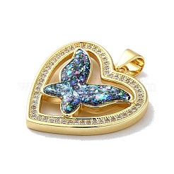 Rack Plating Brass Micro Pave Cubic Zirconia Pendants&nbsp;KK-D088-02G