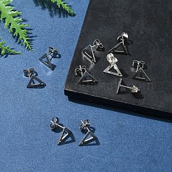 10Pcs 201 Stainless Steel Stud Earring Findings with Hole&nbsp;EJEW-FS0001-14A