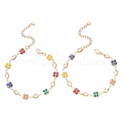 Brass Enamel Clover Link Chain Bracelets&nbsp;BJEW-JB13025