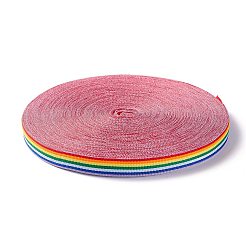 Polyester Rainbow Ribbon&nbsp;LS-SRIB-WH0001-01-15mm