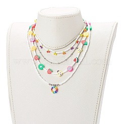 Beaded Necklaces & 304 Stainless Steel Satellite Chain Necklace Sets&nbsp;NJEW-JN03459