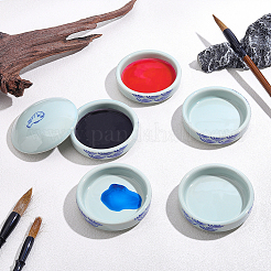 Fish Pattern Ceramic Watercolor Palette with Lid&nbsp;AJEW-WH0817-036