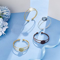 6pcs 3 colors Brass Double Wire Cuff Bangle Makings&nbsp;KK-UN0001-32