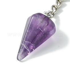 Natural Amethyst Cone Pendant Keychain&nbsp;G-Z033-01S-P