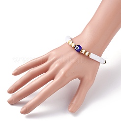 Evil Eye Lampwork Beads Stretch Bracelet&nbsp;BJEW-JB07222-01
