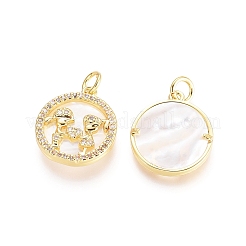 Brass Micro Pave Cubic Zirconia Pendants&nbsp;ZIRC-G161-14G-02
