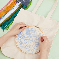 DIY Flower Pattern Tote Bag Embroidery Making Kit&nbsp;DIY-WH0349-21A