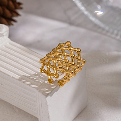 304 Stainless Steel Mesh Shape Statement Cuff Open Rings for Women&nbsp;IZ9606