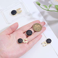 4Pcs 2 Styles Brass Black Enamel Cufflinks&nbsp;BUTT-ME0001-07G