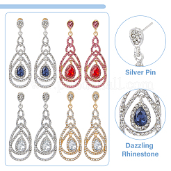 4 Pairs 4 Colors Rhinestone Teardrop Dangle Stud Earrings&nbsp;EJEW-FI0002-42