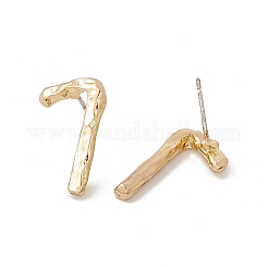 Brass Number Stud Earrings with 925 Sterling Silver Pins for Women&nbsp;EJEW-A077-01G