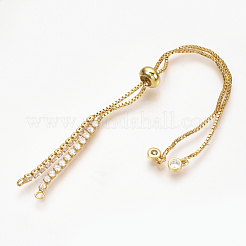 Adjustable Brass Micro Pave Cubic Zirconia Chain Bracelet Making&nbsp;ZIRC-T004-39G