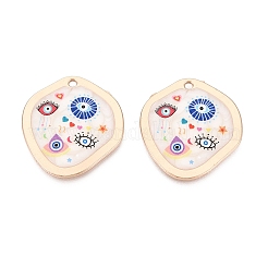 Printed Alloy Enamel Pendants&nbsp;ENAM-N071-11G