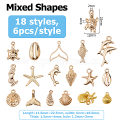 108Pcs 18 Styles Golden Alloy Pendants Charms&nbsp;FIND-DC0007-35