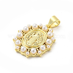 Brass with ABS Plastic Imitation Pearl Pendants&nbsp;FIND-Z023-04C
