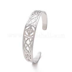 Non-Tarnish 304 Stainless Steel Cuff Bangles&nbsp;BJEW-M234-02P