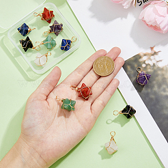 12Pcs 6 Styles Natural Mixed Gemstone Copper Wire Wrapped Pendants&nbsp;G-DC0001-29