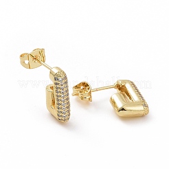 Clear Cubic Zirconia Rectangle Stud Earrings&nbsp;EJEW-F304-12G