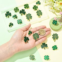 20Pcs 5 Styles Saint Patrick's Day Clover Alloy Enamel Lapel Pin Back Brooches for Backpack Clothes&nbsp;JEWB-CJ0003-65