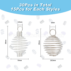 30Pcs 2 Styles Steel & 304 Stainless Steel Wire Pendants&nbsp;STAS-DC0012-65