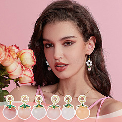 6Pcs Natural Agate Peach Charms&nbsp;G-OC0006-02