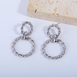 Twisted Double Circle Brass Stud Earrings&nbsp;YE9789