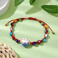 Adjustable Lanmpword Evil Eye Braided Bead Bracelet&nbsp;BJEW-JB11059-02