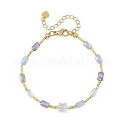 Gradient Color Electroplate Glass and Brass Tube Beaded Bracelets&nbsp;BJEW-JB14501