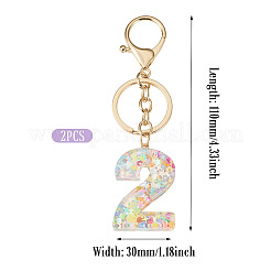 Number 2 Transparent Resin Keychains&nbsp;KEYC-TADJ0001-10B
