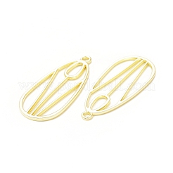 Rack Plating Alloy Teardrop with Tulip Pattern Open Back Bezel Pendants&nbsp;X-FIND-G052-51LG
