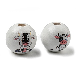 Spray Painted Natural Wood European Beads&nbsp;WOOD-M009-01