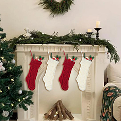 4Pcs 2 Colors Knitted Acrylic Fiber Hanging Stocking Bags&nbsp;AJEW-SP0004-02