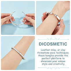 3Pcs Egg Shaped 201 Stainless Steel Grooved Hinged Bangles&nbsp;STAS-UN0048-68