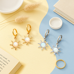8 Pairs 4 Colors Alloy Opalite Sun Leverback Earrings&nbsp;EJEW-HY0001-54