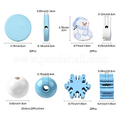 100Pcs 5 Styles Natural Wood Beads&nbsp;WOOD-FS0002-40