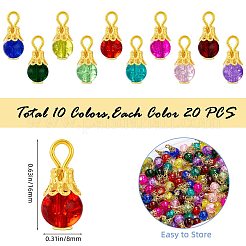 200Pcs 10 Colors Crackle Glass Pendants&nbsp;PALLOY-SW0018-02