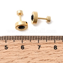 304 Stainless Steel Flat Round Stud Earrings&nbsp;EJEW-F396-01G-01