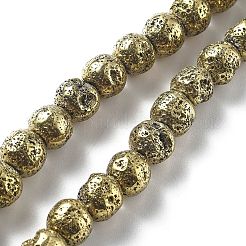 Electroplated Natural Lava Rock Beads Strands&nbsp;G-A251-E01-01A