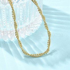 304 Stainless Steel 2 strand Necklaces for Women&nbsp;NJEW-C061-01G
