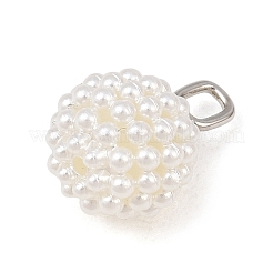 Brass & ABS Plastic Imitation Pearl Pendants&nbsp;PL-CBA9D14-01P