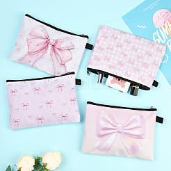 4Pcs 4 Styles Rectangle with Bowknot Printed Polyester Cosmetic Zipper Pouches&nbsp;ABAG-SP0001-51A