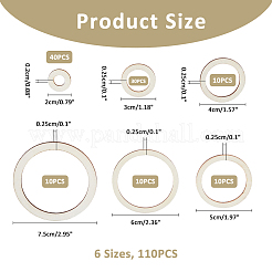 60Pcs 6 Styles Wood Cabochons&nbsp;WOOD-FH0002-26