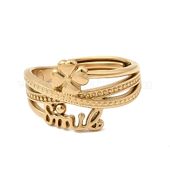 304 Stainless Steel Adjustable Cuff Open Rings for Women&nbsp;RJEW-K316-02G