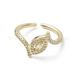 Rack Plating Brass Micro Pave Cubic Zirconia Open Cuff Rings&nbsp;RJEW-K257-41G