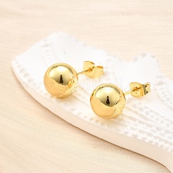 Rack Plating Brass Round Ball Stud Earrings for Women&nbsp;EJEW-F294-08F-G