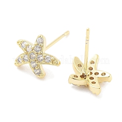 Brass Pave Clear Cubic Zirconia Stud Earring&nbsp;EJEW-S217-G04