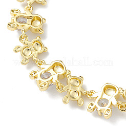 Clear Cubic Zirconia Bear Link Chain Bracelet&nbsp;BJEW-H586-02G