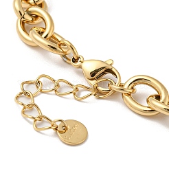 304 Stainless Steel Heart Liink Bracelet with Cable Chains&nbsp;BJEW-P308-01G