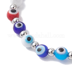 4Pcs 4 Colors Handmade Lampwork Evil Eye Beaded Stretch Bracelets for Women&nbsp;BJEW-JB12290