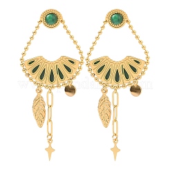 304 Stainless Steel Fan Stud Earrings for Women&nbsp;EJEW-Z065-05G